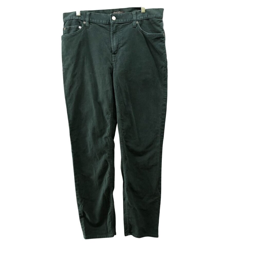 Banana Republic Traveler Pants Mens 34x29 Slim Fit Brushed Twill Emerald Green